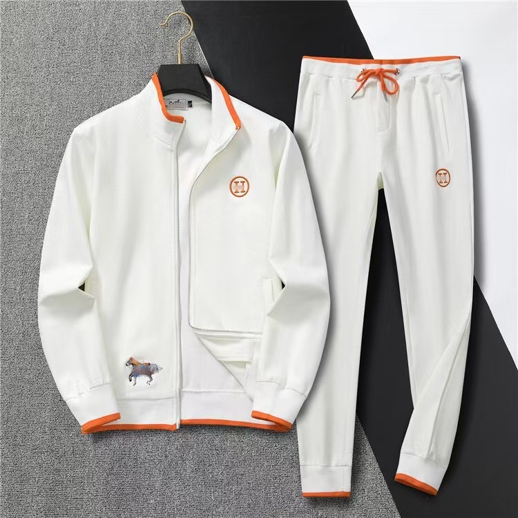 Ensemble Jogging Homme - Blanc et Orange, Style Luxe