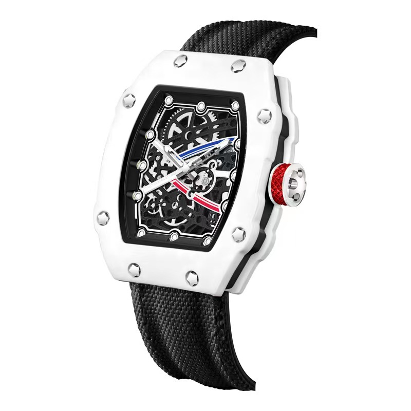 Montre style "tonneau" squelette pour homme - Design sport-luxe inspiré (En référence à son design inspiré des montres de luxe sportives comme Richard Mille)