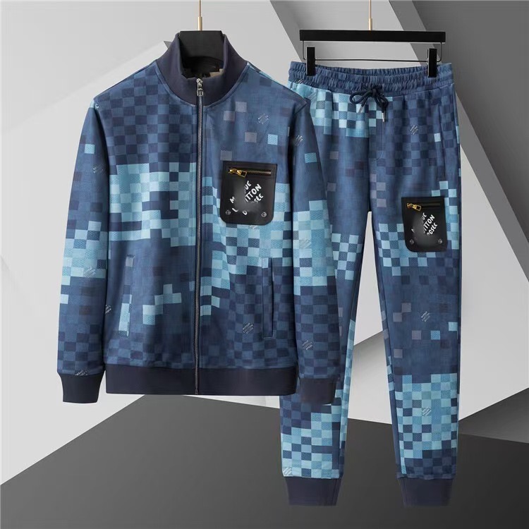 Survêtement de luxe style Louis Vuitton "Pixel Damier" (ensemble jogging homme)