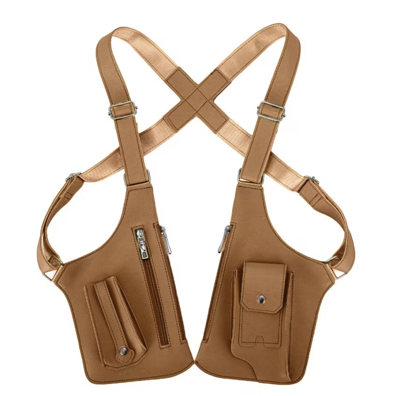 Sac harnais double poches sous les bras en simili-cuir style utilitaire
