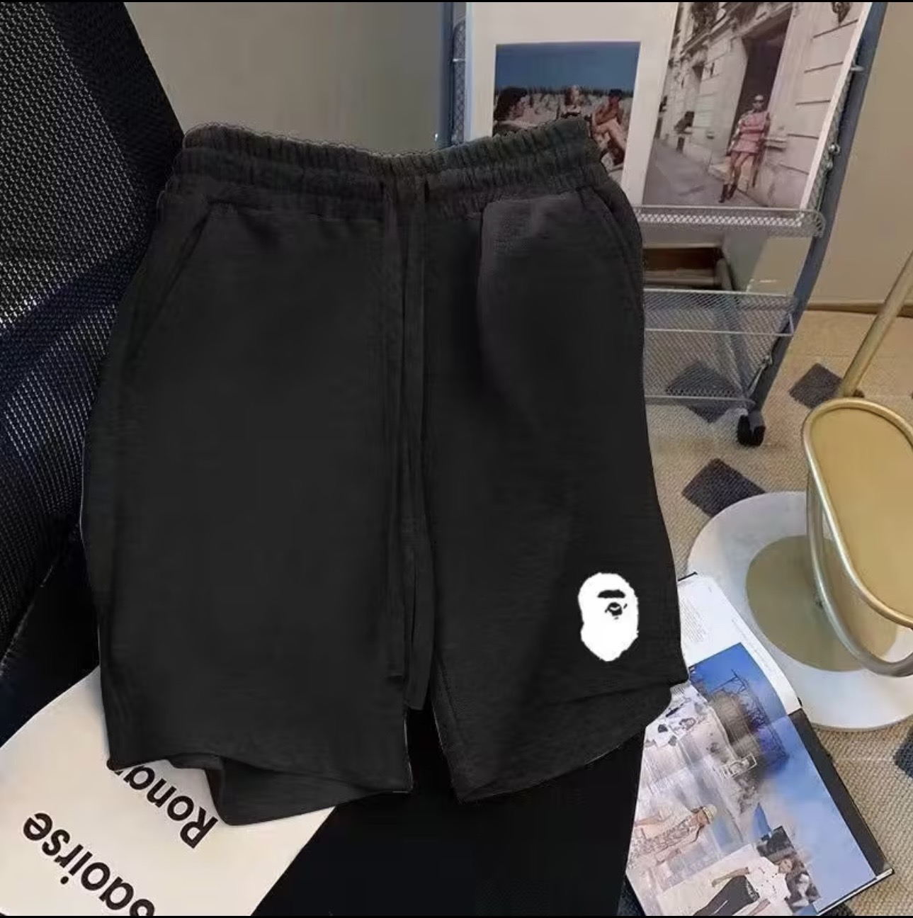 Short de survêtement streetwear "Ape Head" - Style BAPE, unisexe, pour l'été
