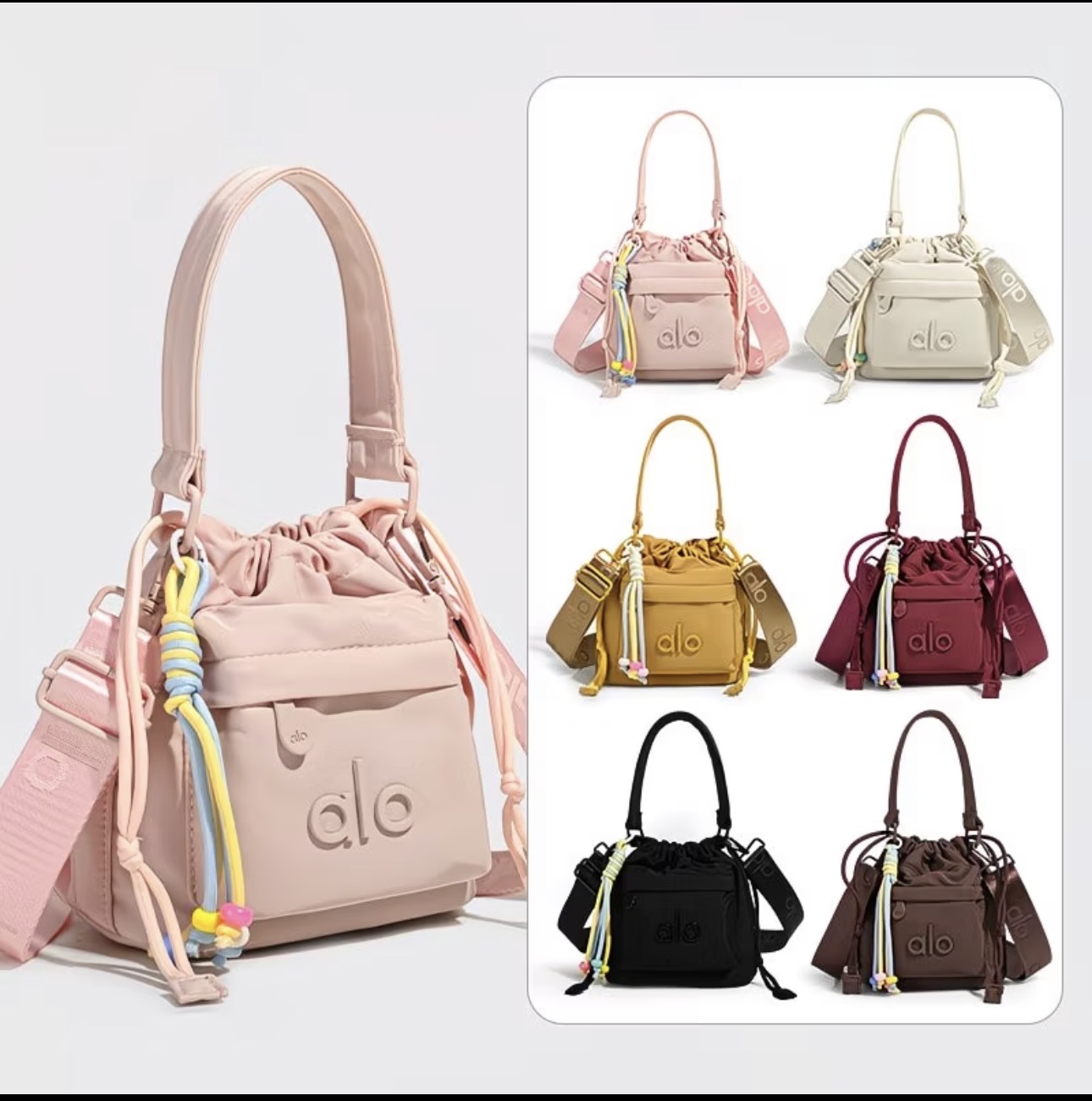 Mini sac seau alo sport femme à cordon serré bandoulière large
