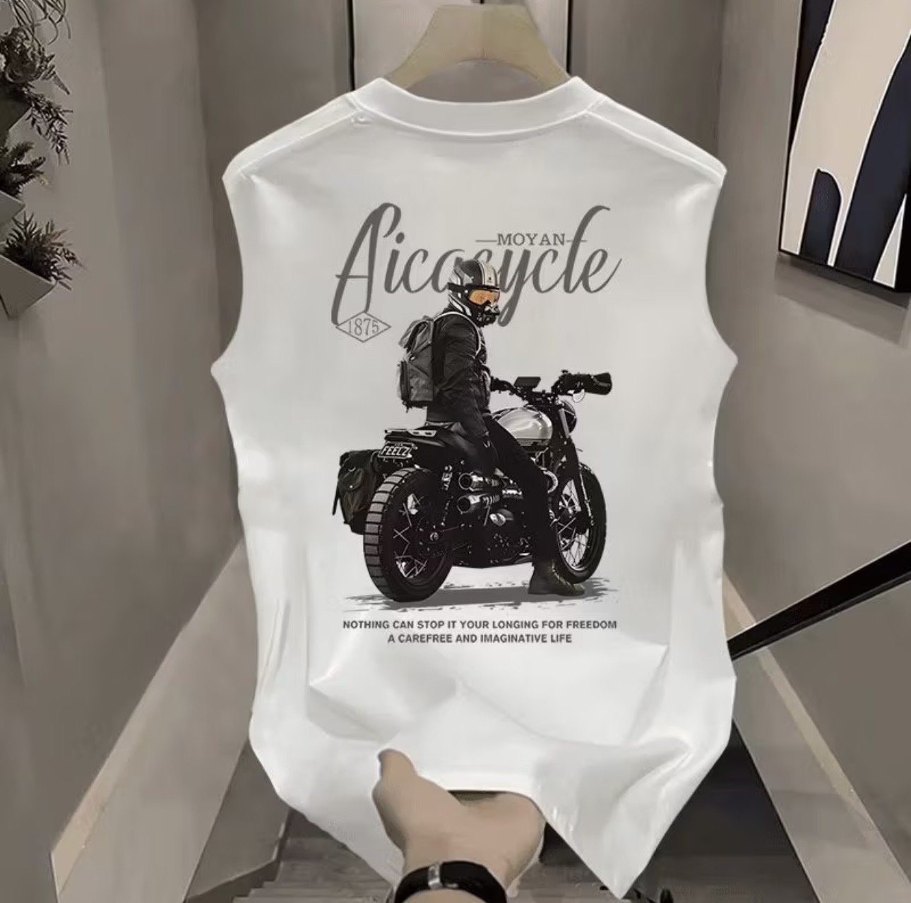 Débardeur Homme Style Biker - Imprimé Moto "Freedom Rider"